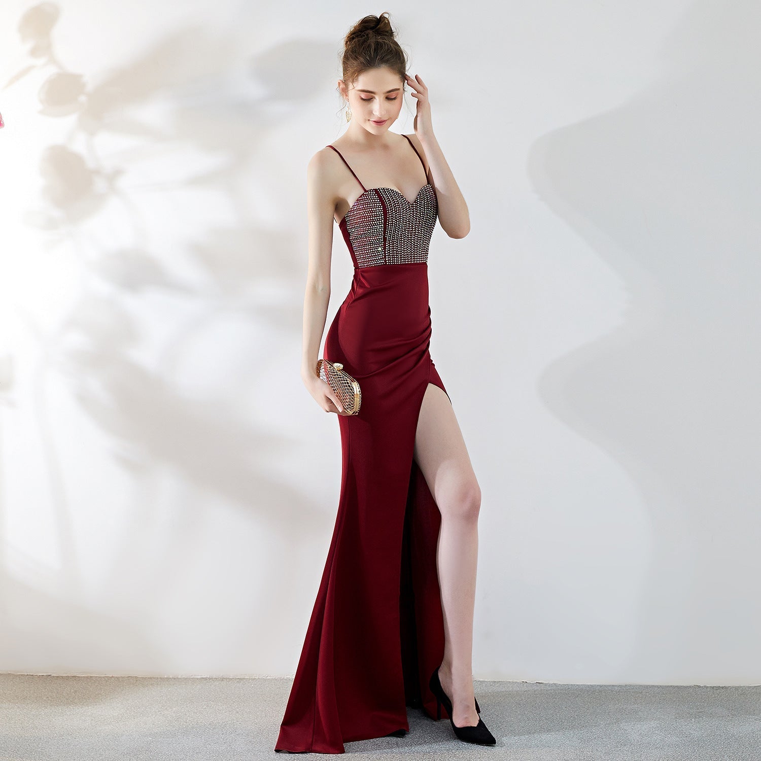 Dulce Hot Stone Sling Long Dress - Lady Occasions