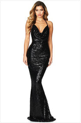 Haven Formal Sequin Scroll Halter Dress