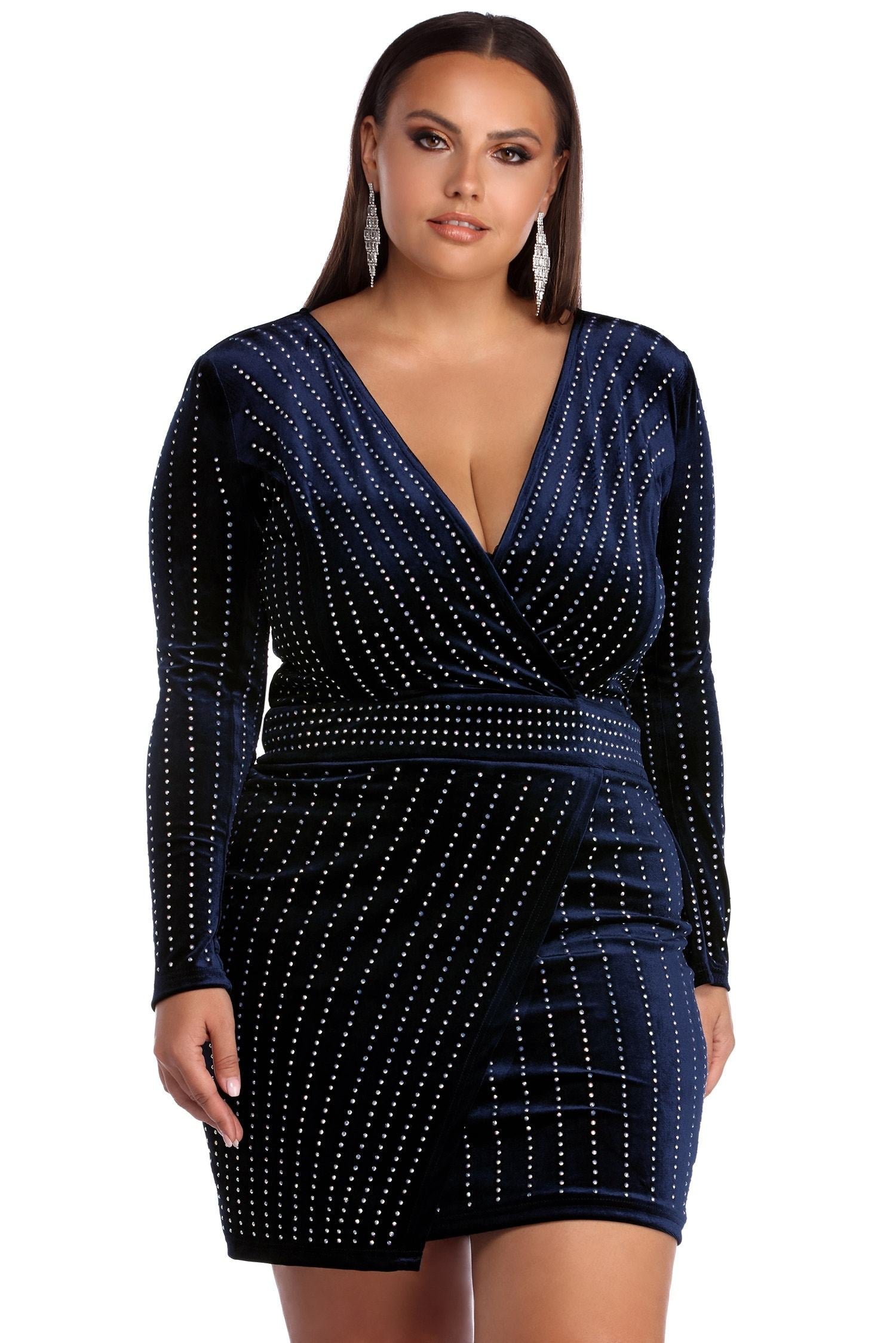 Plus Cassie Velvet Wrap Dress - Lady Occasions