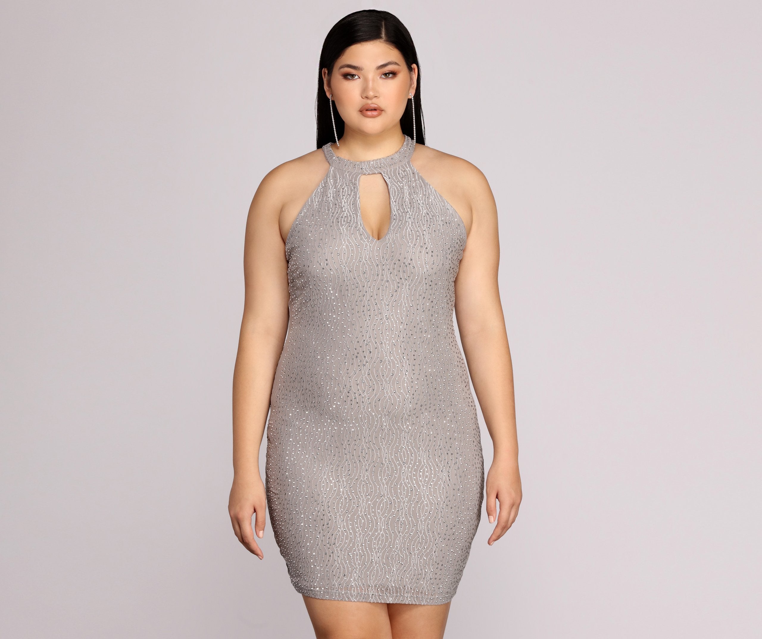 Plus Stunning In Silver Formal Dress - Lady Occasions