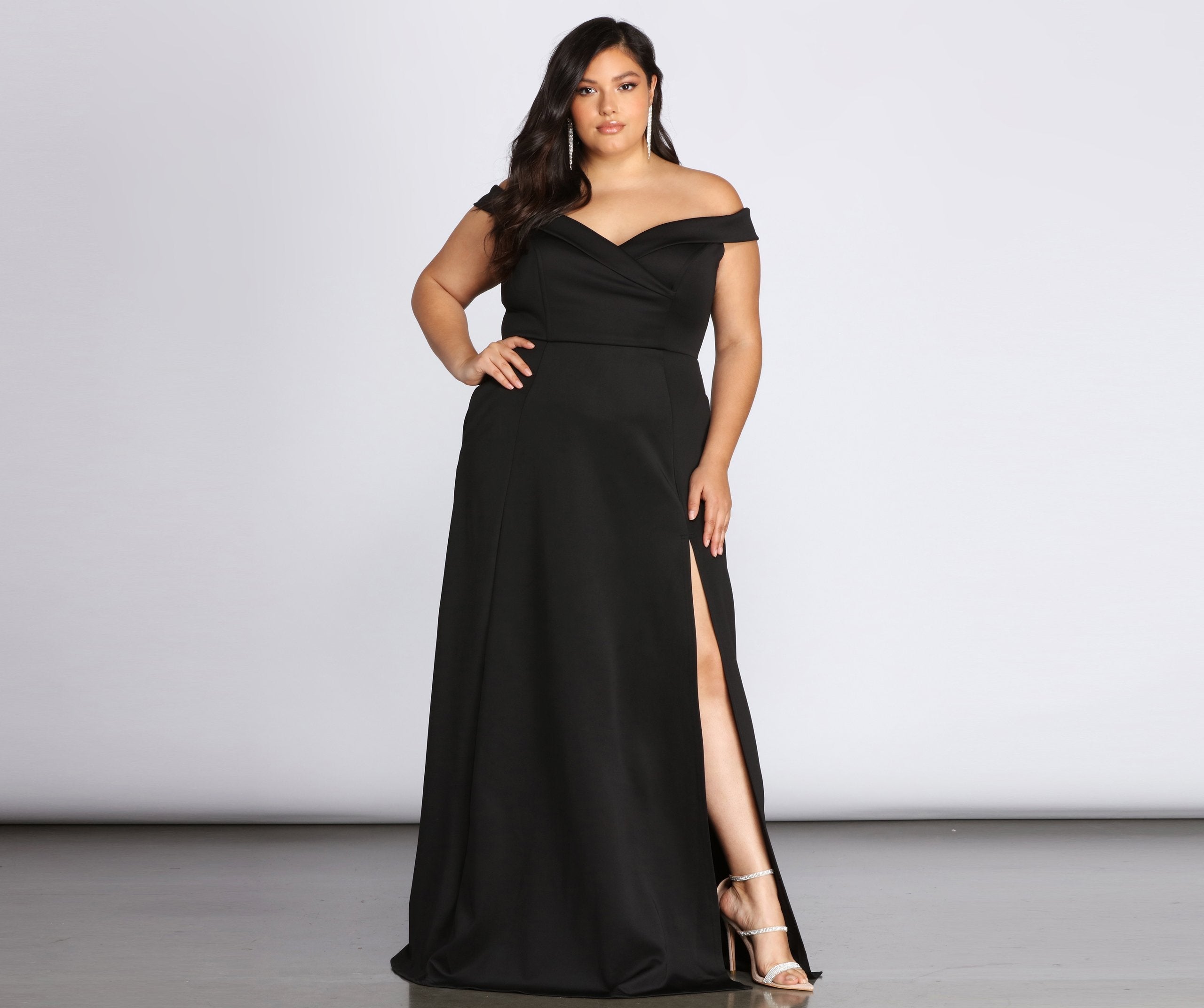 Plus Lucy Formal High Slit Dress - Lady Occasions