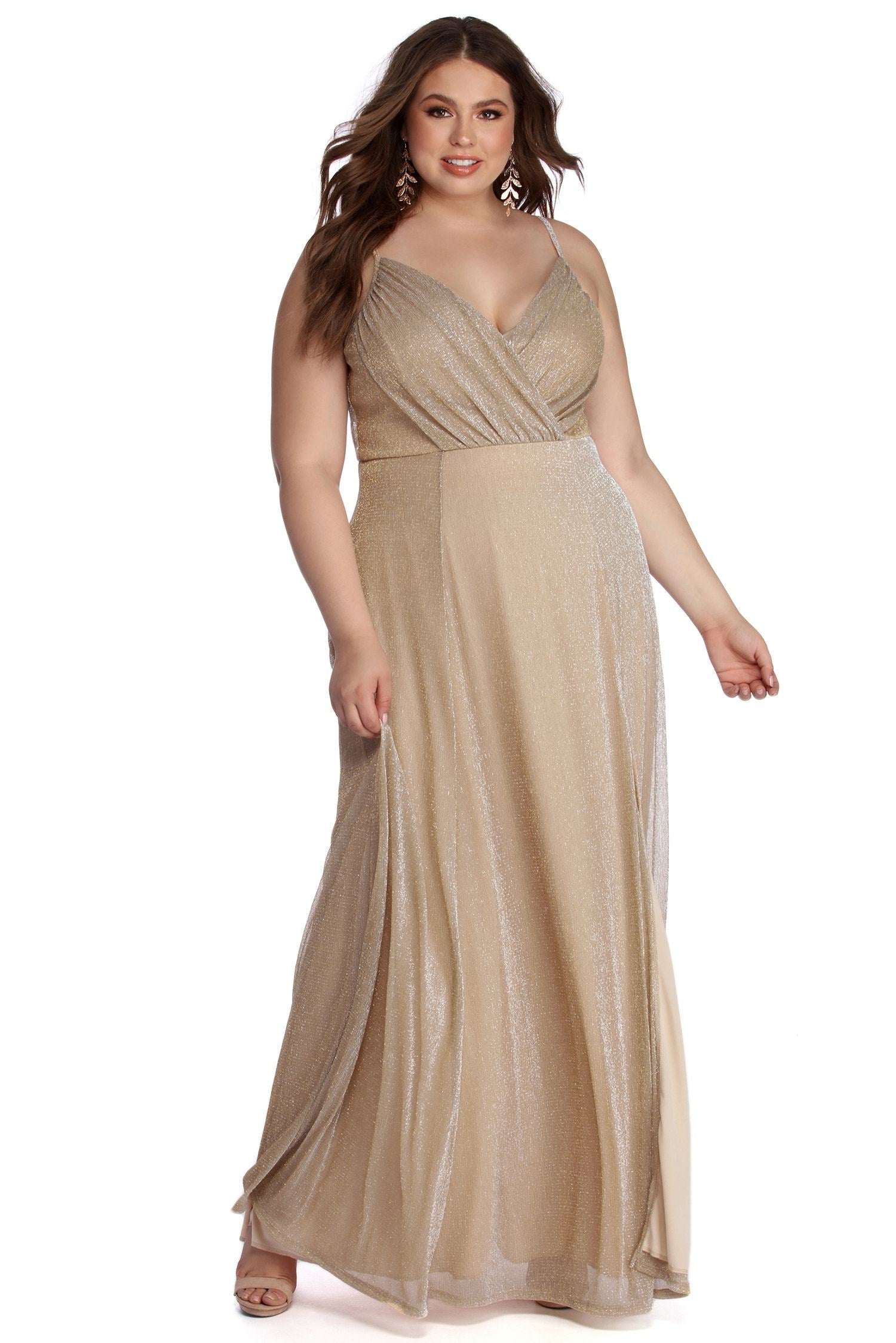 Plus Corinne Sparkle Lurex Dress - Lady Occasions