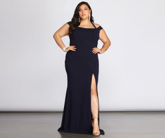 Plus Adelina Formal Halter Crepe Dress - Lady Occasions