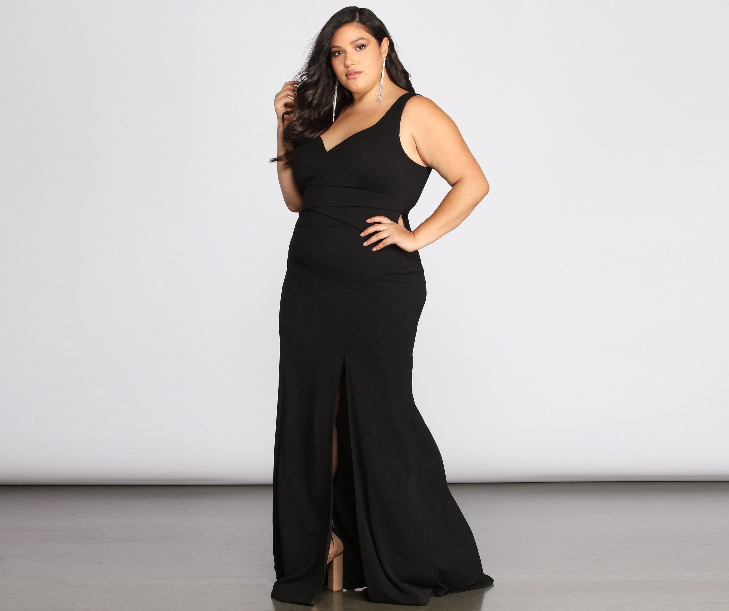 Plus Kaitlyn Formal High Slit Dress - Lady Occasions