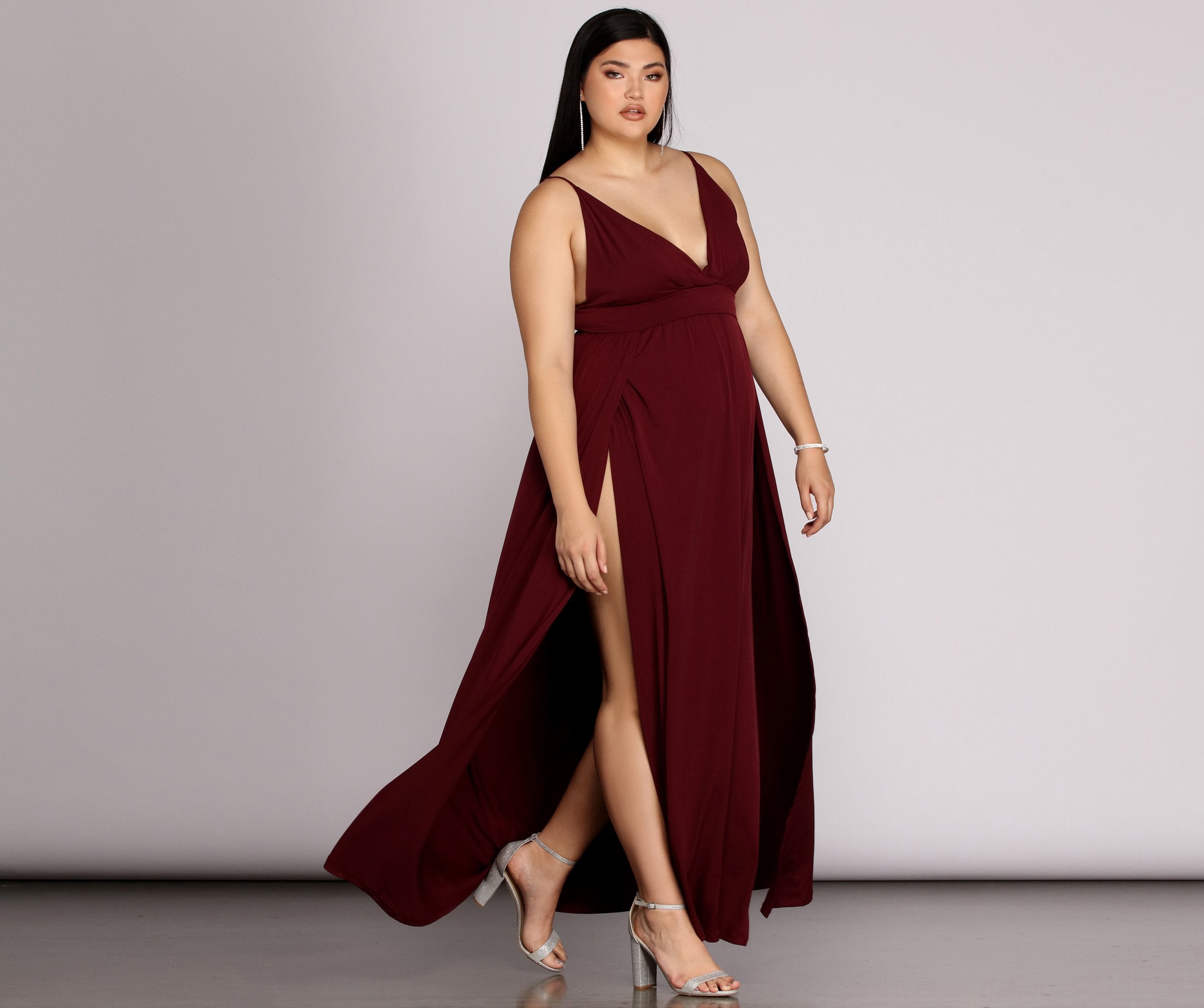 Plus Galilea Formal High Slit Dress - Lady Occasions