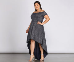 Plus Penelope Glitter Formal High Low Dress - Lady Occasions