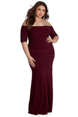 Plus Stella Formal Ruched Dress - Lady Occasions