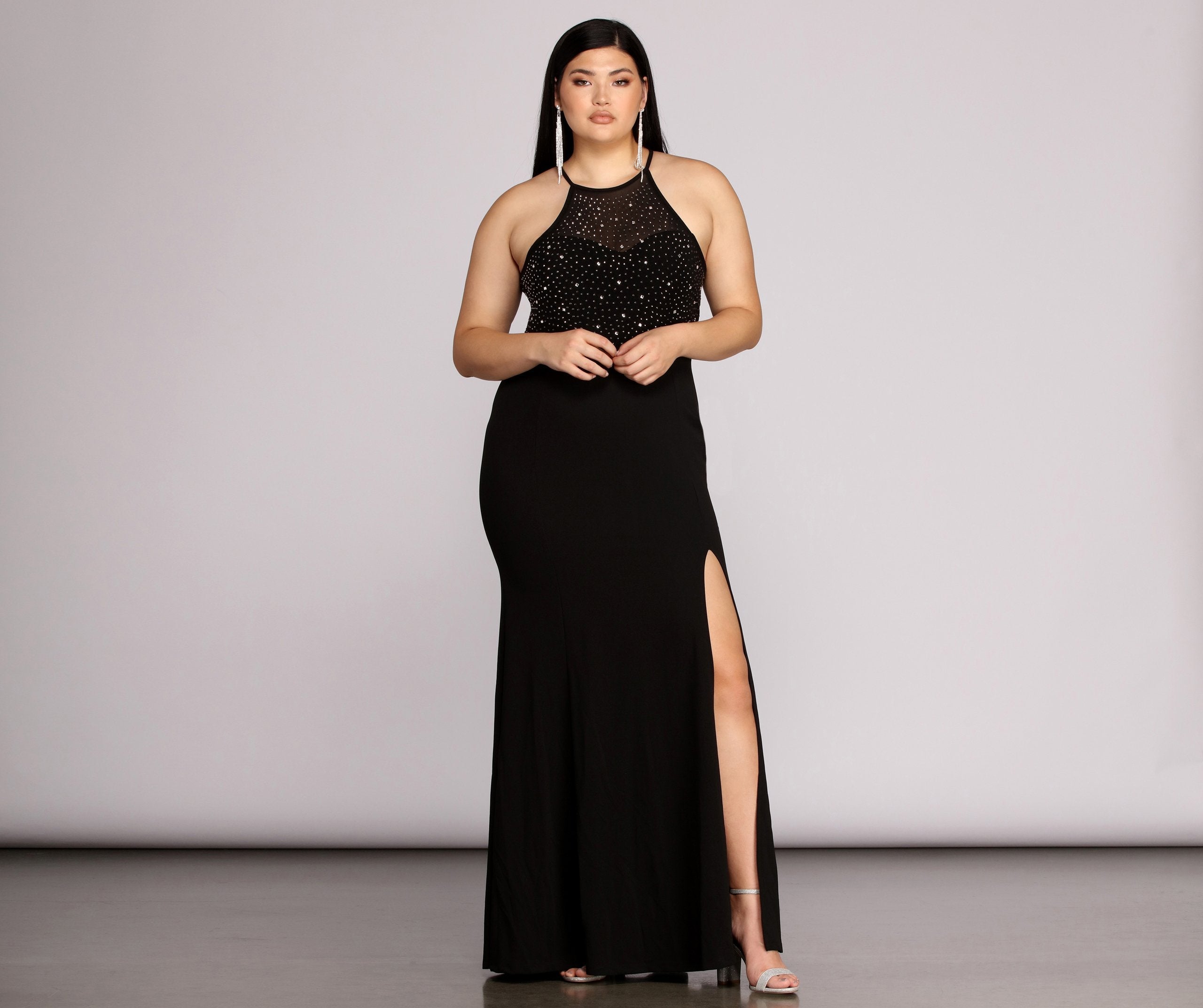 Plus Kacey Formal Heat Stone Dress - Lady Occasions