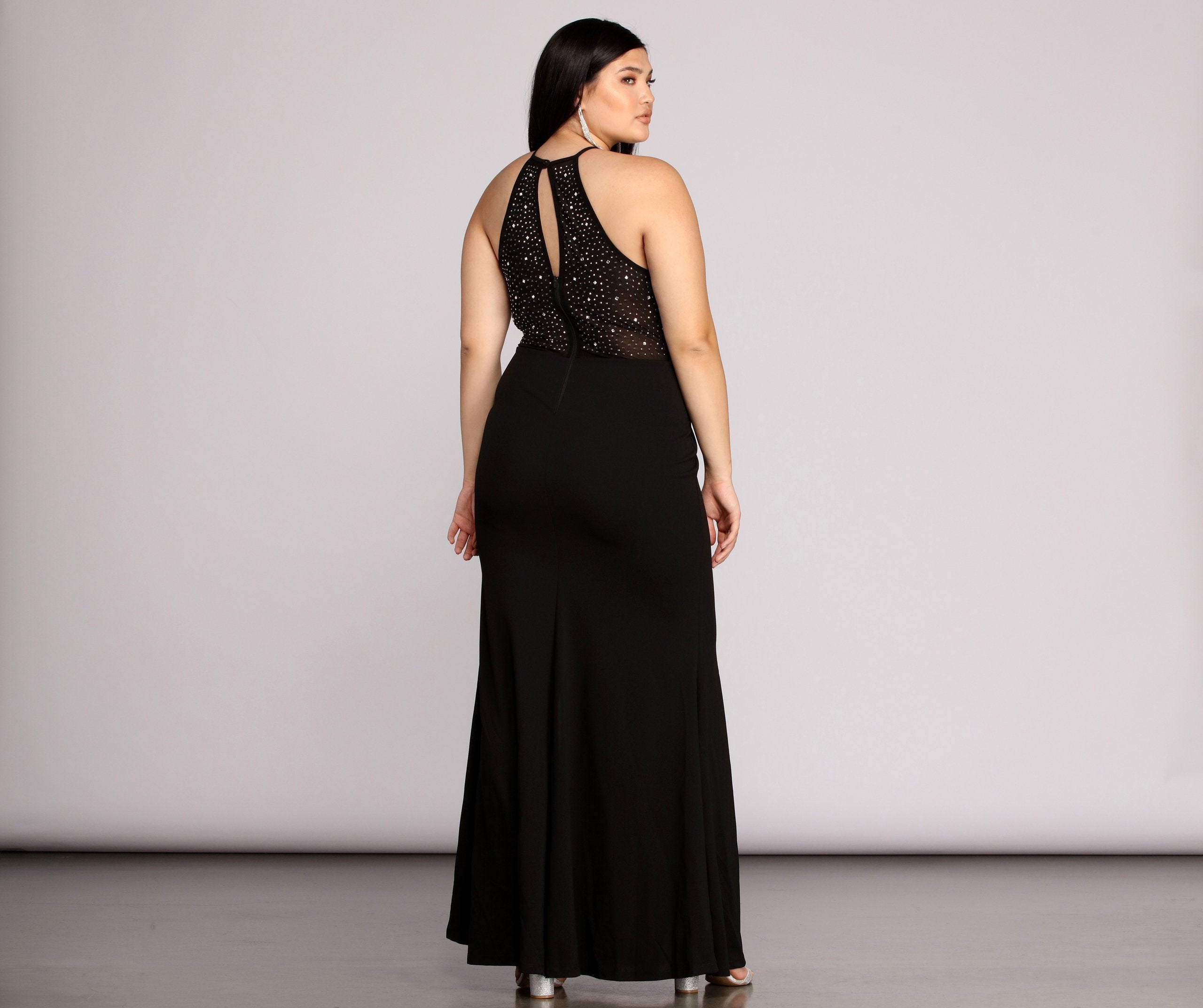 Plus Kacey Formal Heat Stone Dress - Lady Occasions