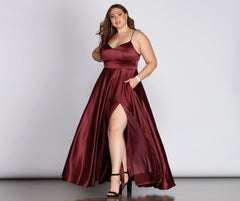 Daria Formal High Slit Satin Dress - Lady Occasions