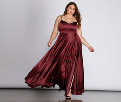 Daria Formal High Slit Satin Dress - Lady Occasions