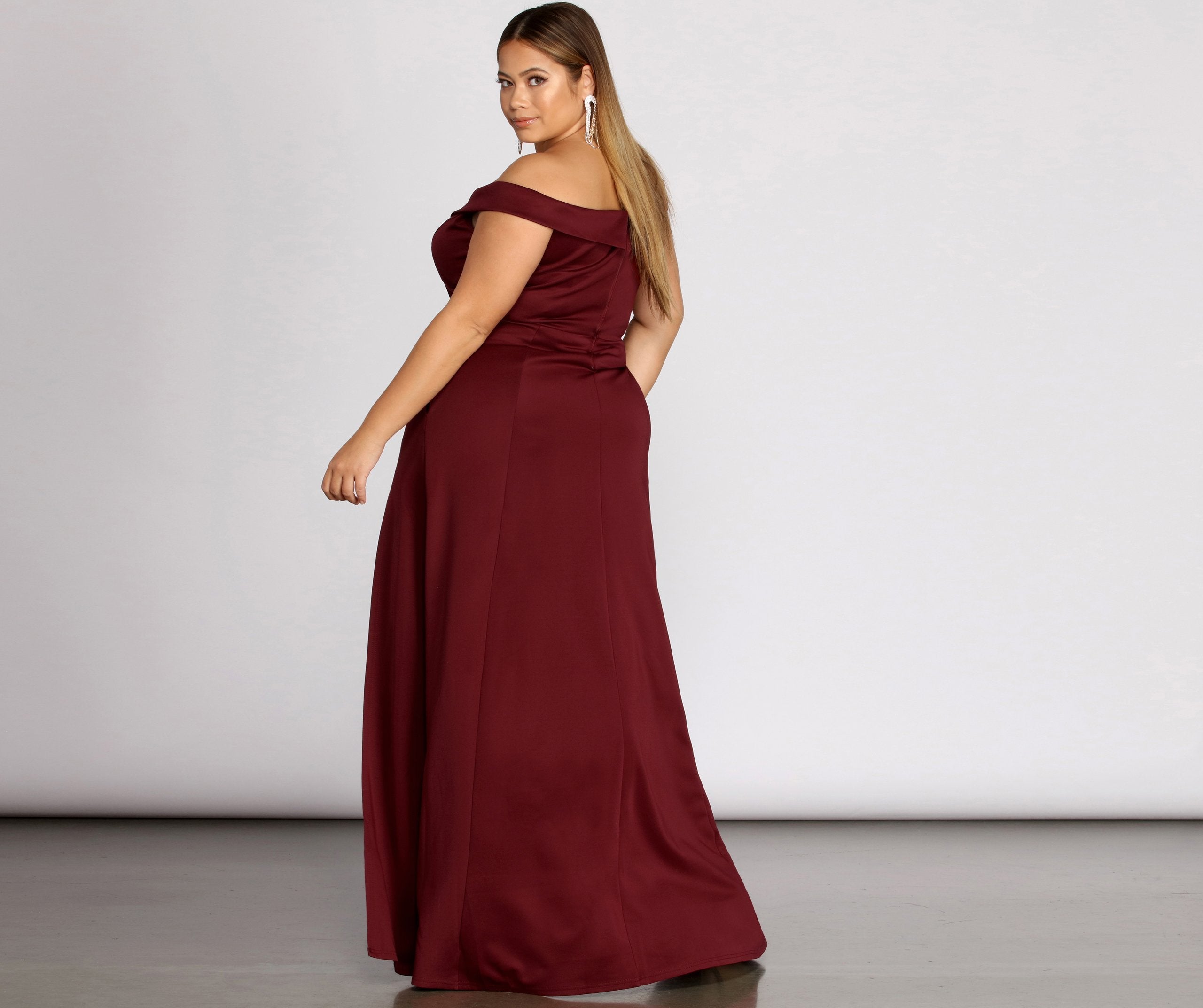 Gabrielle formal high slit satin dress sale