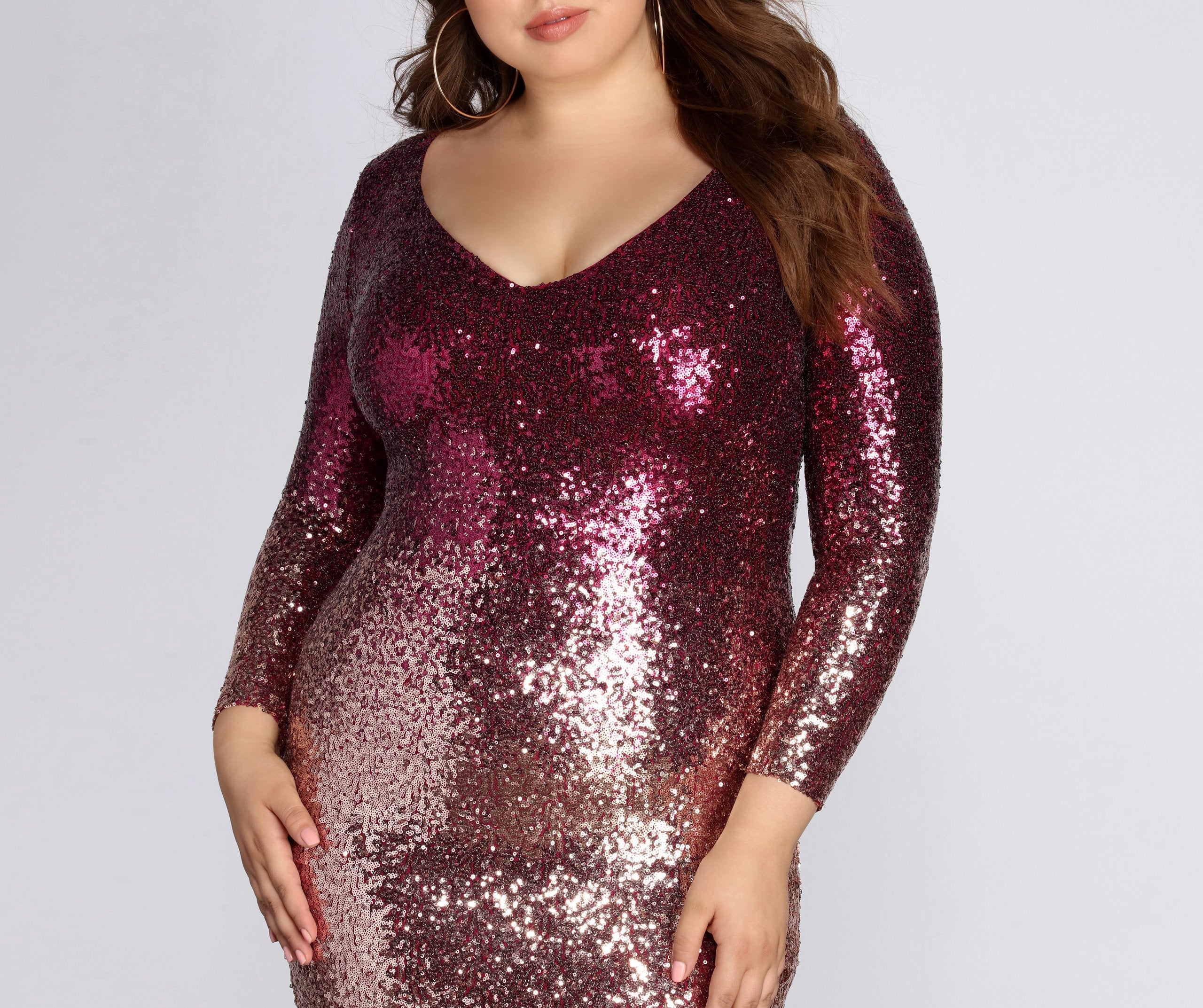 Plus Ombre Sequin Dress - Lady Occasions