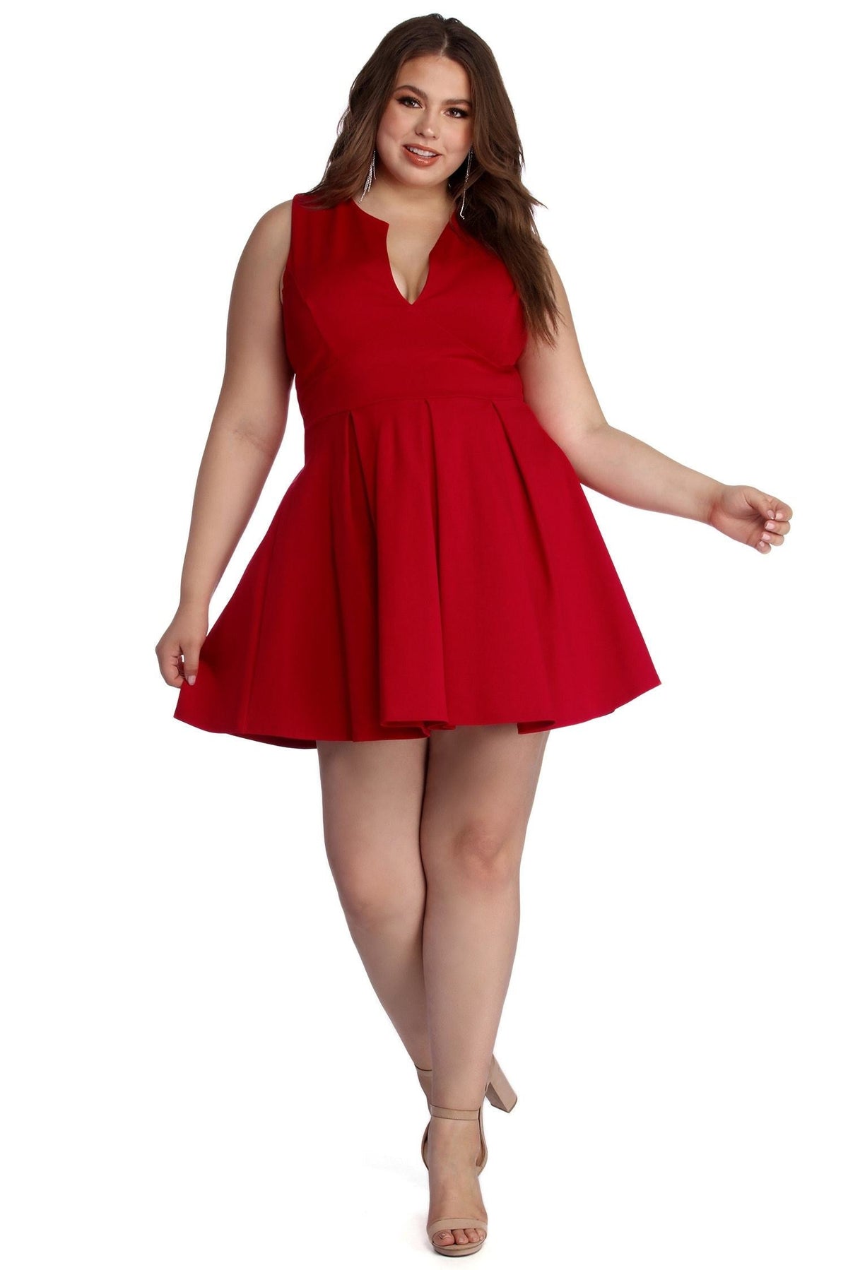 Plus Pretty And Pleated Skater Dress - Lady Occasions