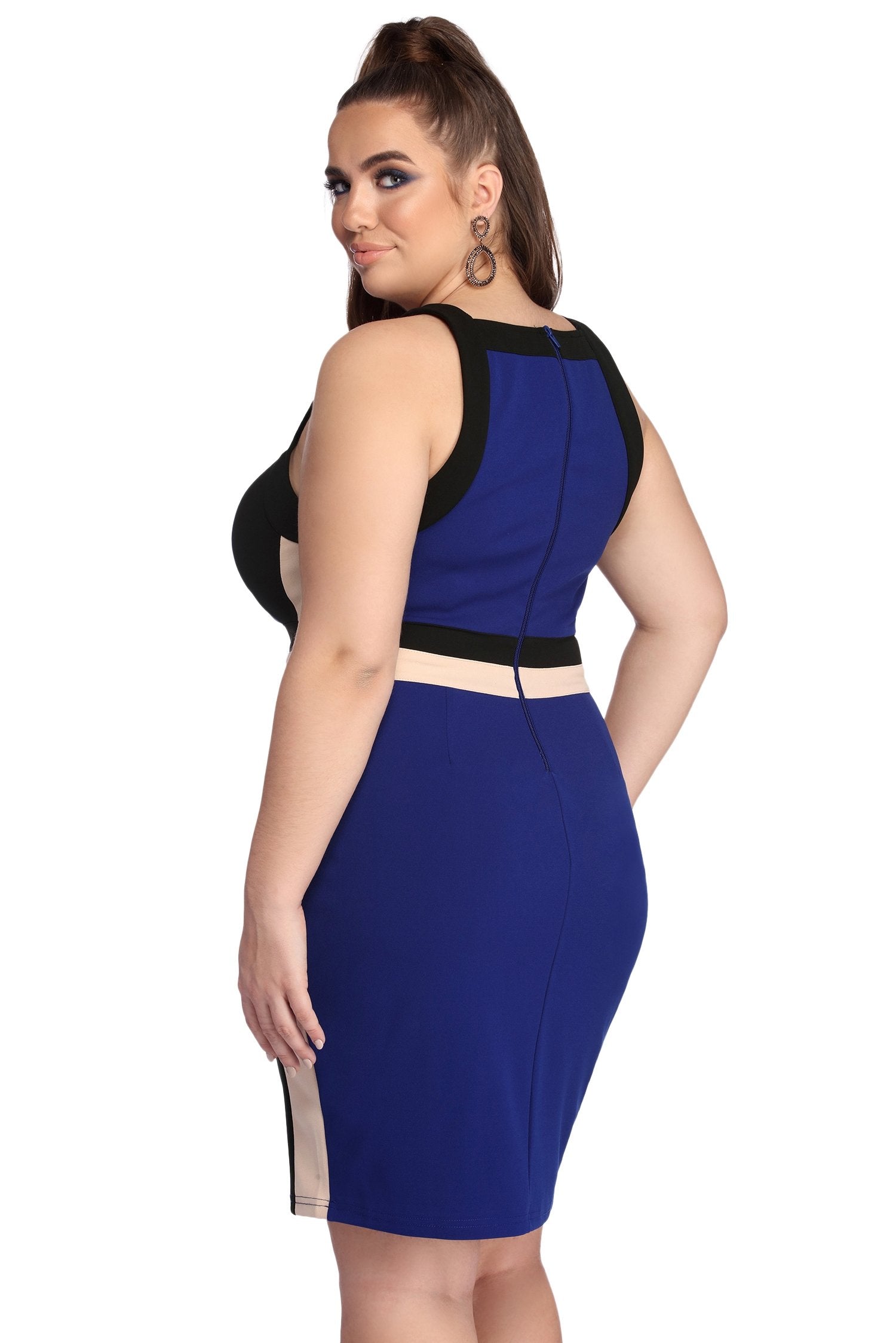 Plus Color Block Midi Dress - Lady Occasions