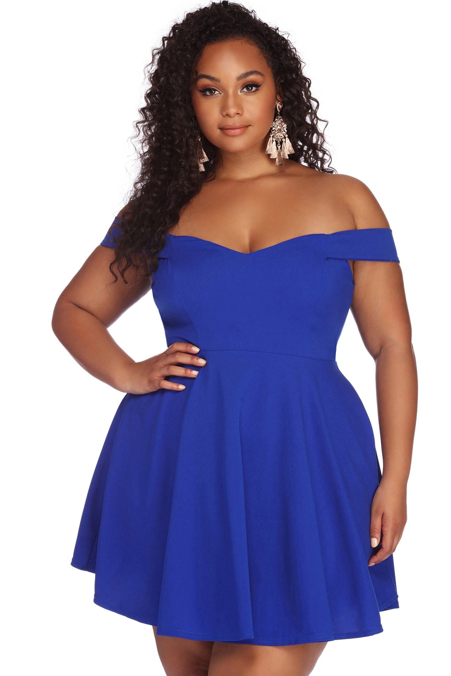 Plus Charming Sweetheart Skater Dress - Lady Occasions