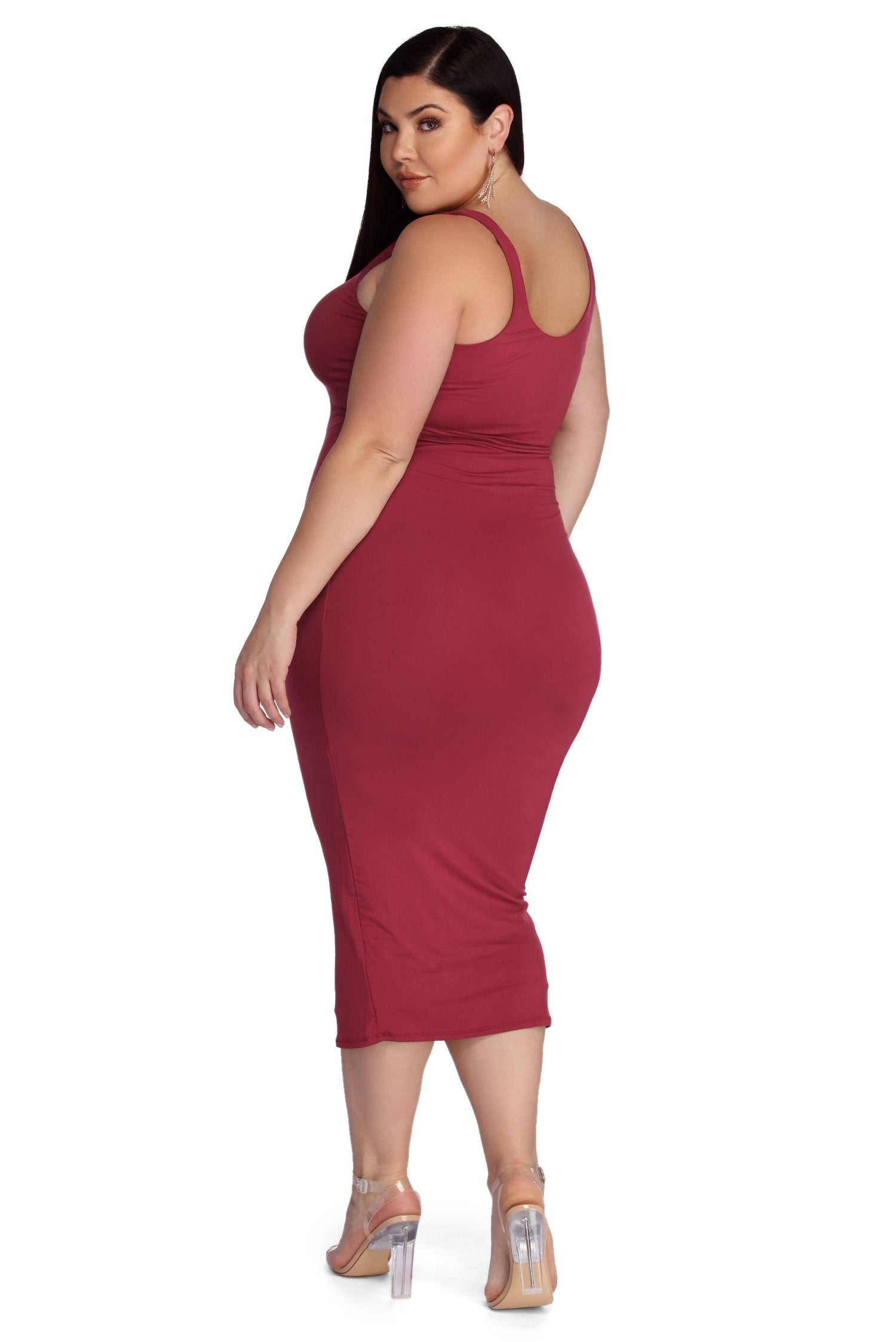 Plus Basic Essentials Midi Dress - Lady Occasions