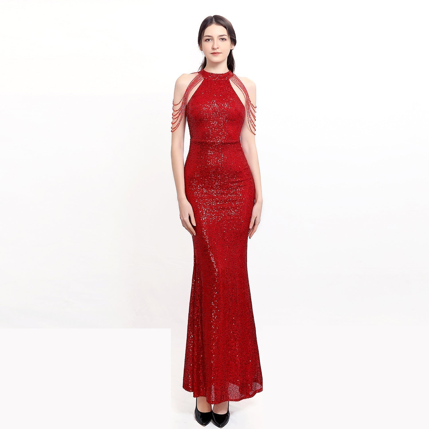 Harper formal sequin halterneck dress - Lady Occasions