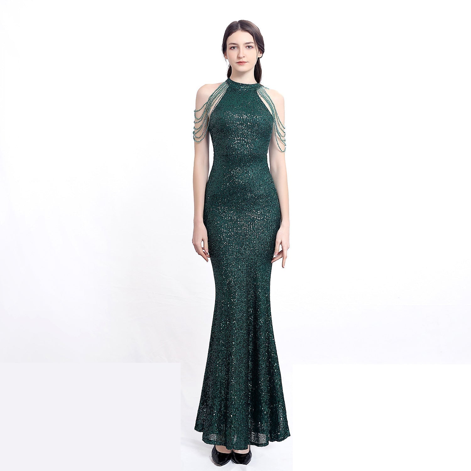 Harper formal sequin halterneck dress - Lady Occasions