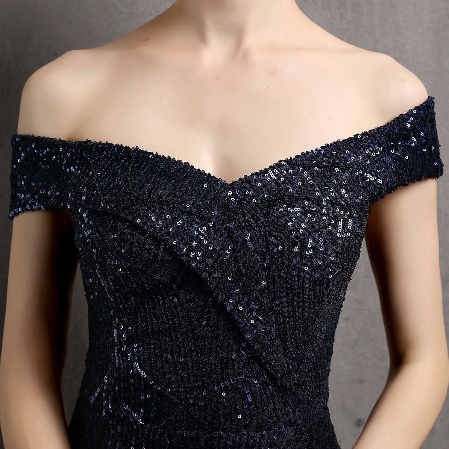Clara Glitter Off the Shoulder Split Dress For Prom - Lady Occasions