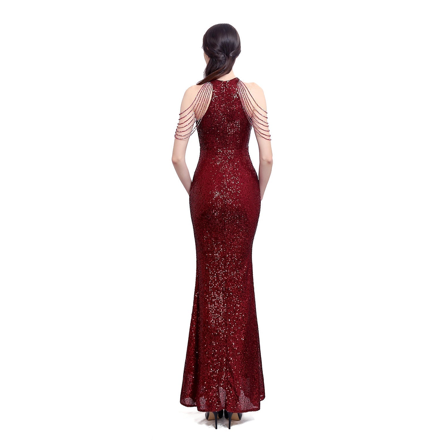 Harper formal sequin halterneck dress - Lady Occasions