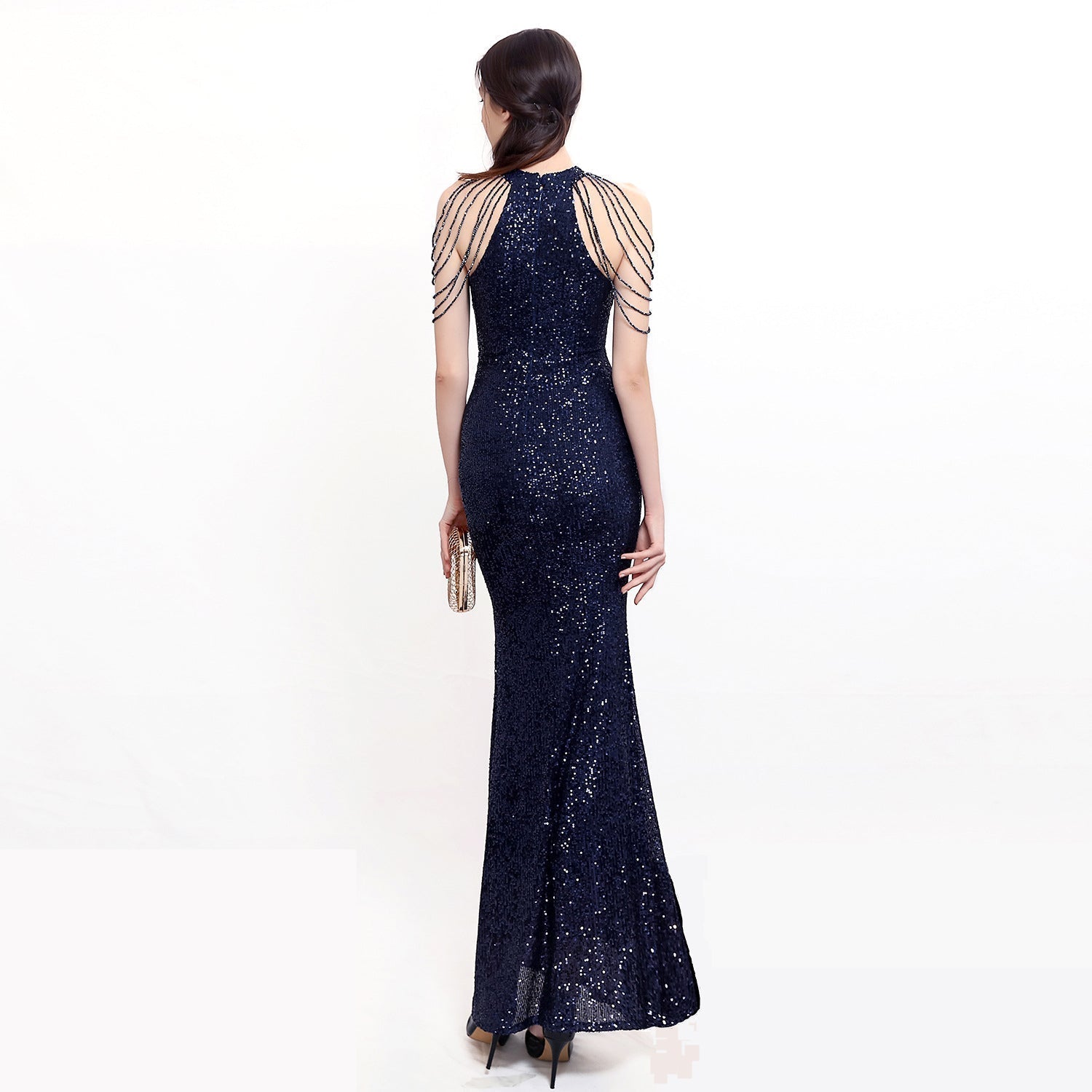 Harper formal sequin halterneck dress - Lady Occasions