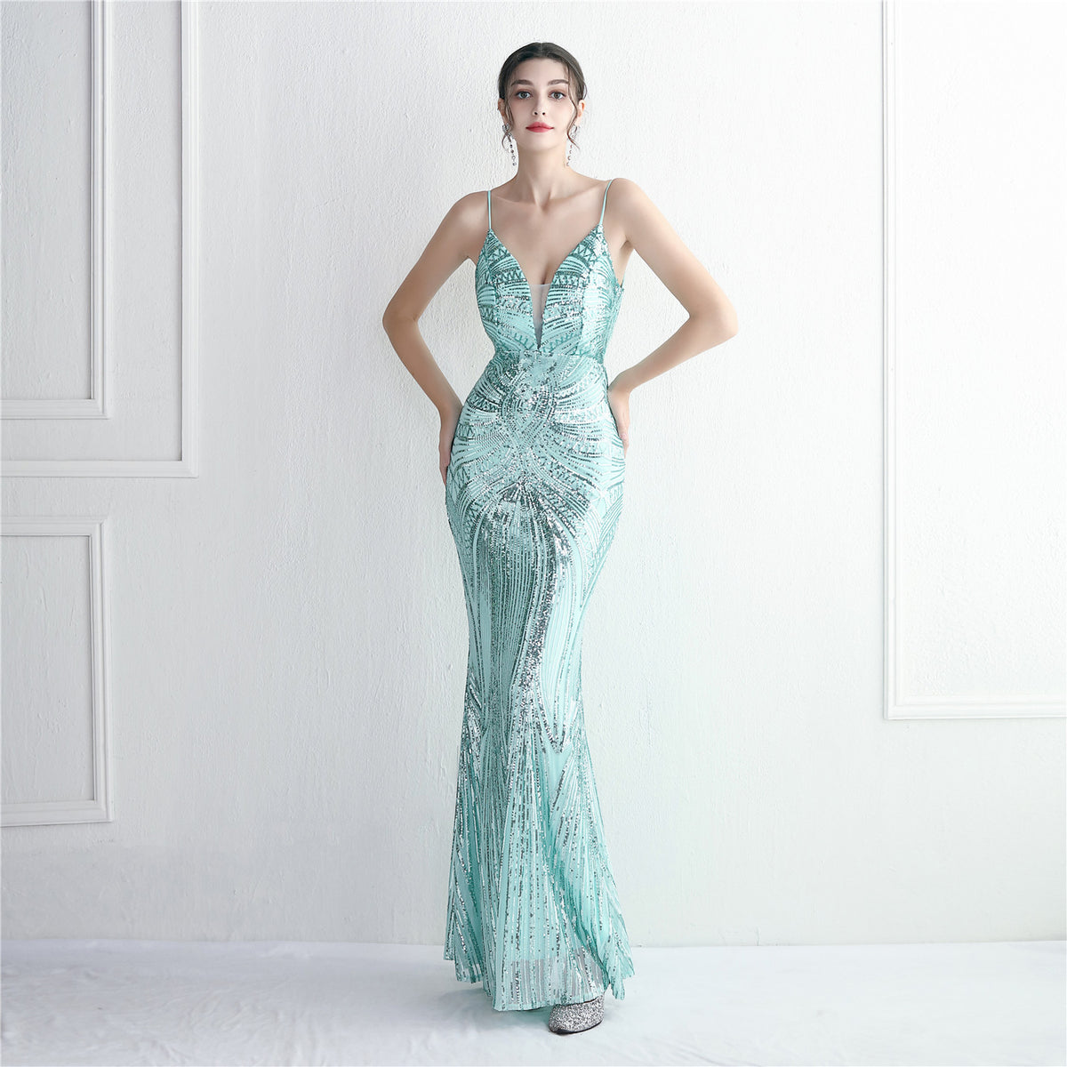Edlyn Sequin Laceup Mermaid Formal Dress