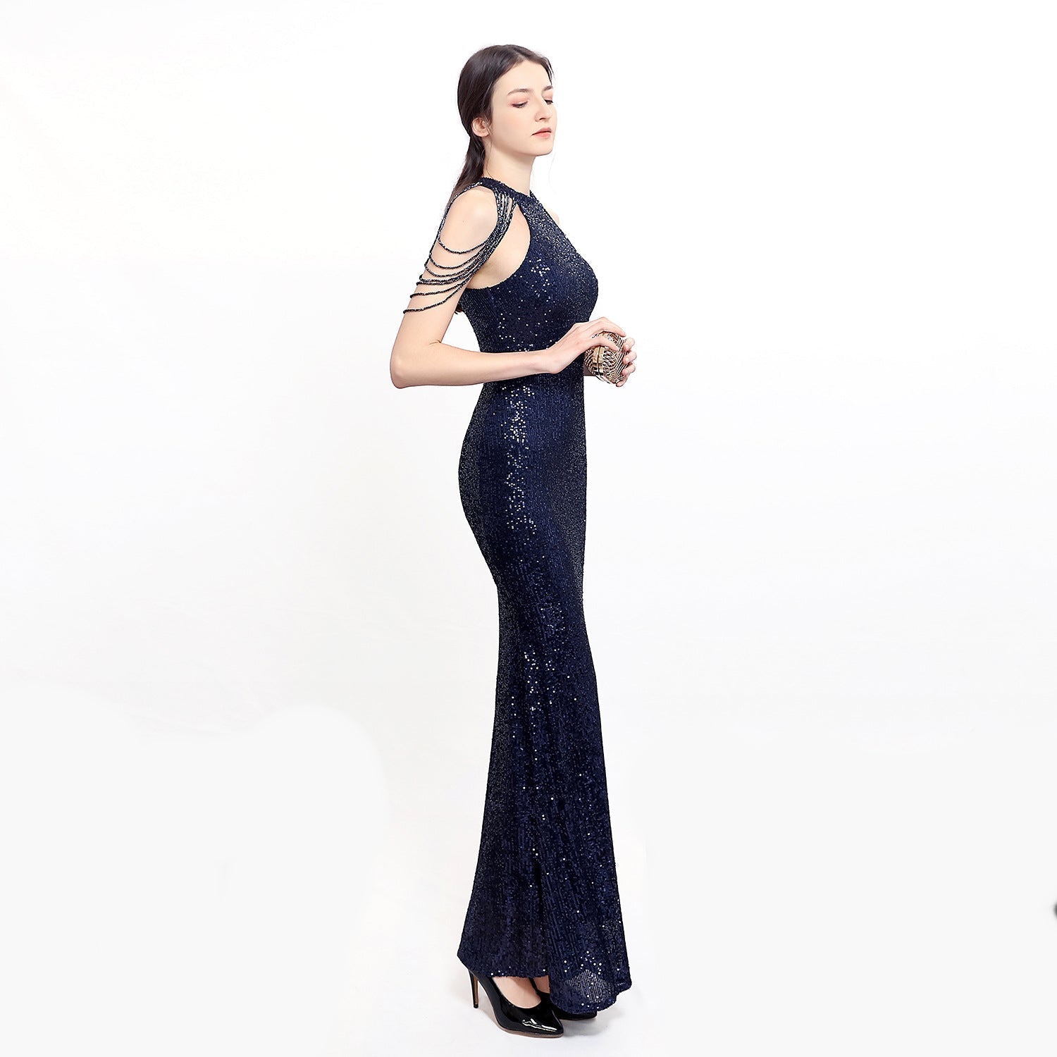 Harper formal sequin halterneck dress - Lady Occasions