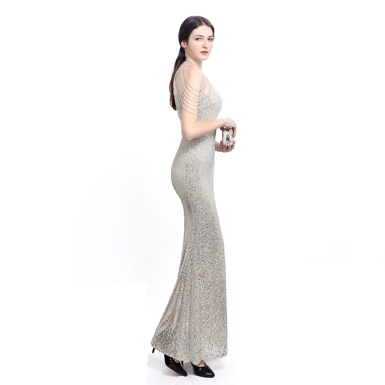 Harper formal sequin halterneck dress - Lady Occasions