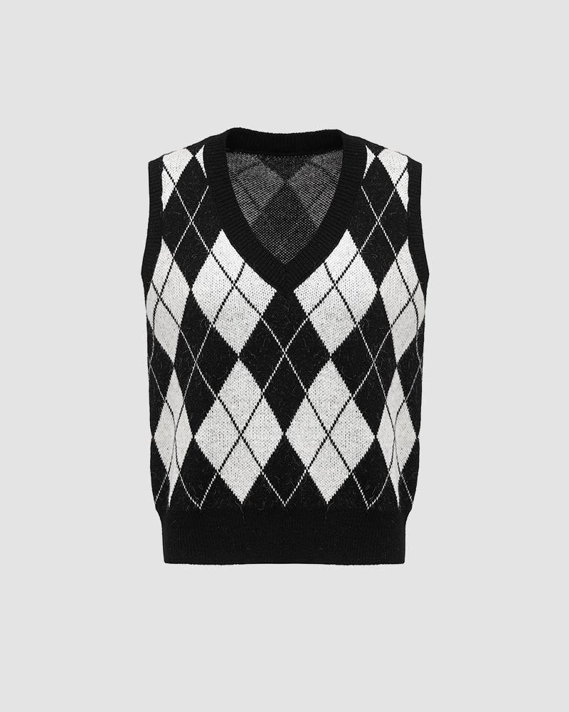 Esthea Argyle Sweater Vest