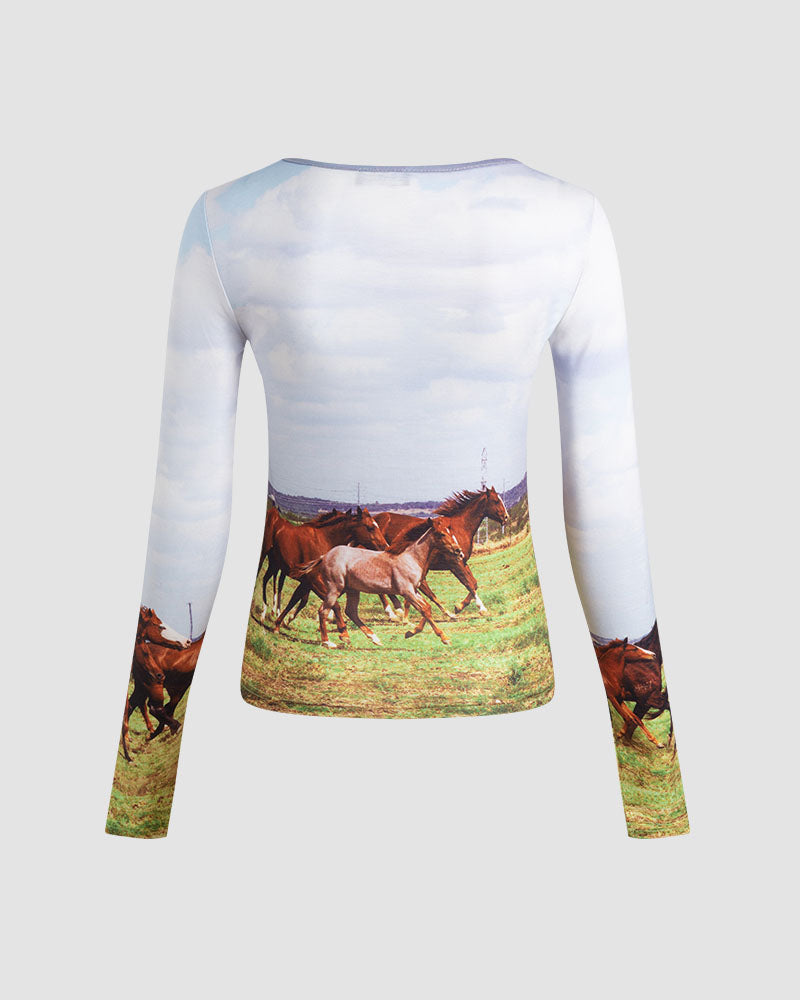 Equestrian Journey Graphic Top