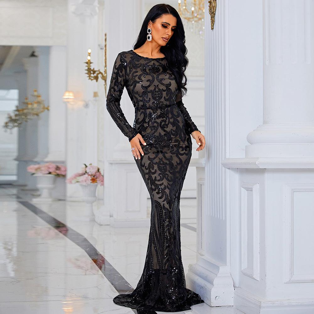 Sequin Brocades Full Bodycon Dress