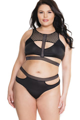 Fence Net Crop Top With Panty Set | Plus Size