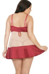 Full Cup Underwire Babydoll With Appliques & Mini Side Slit | Plus Size