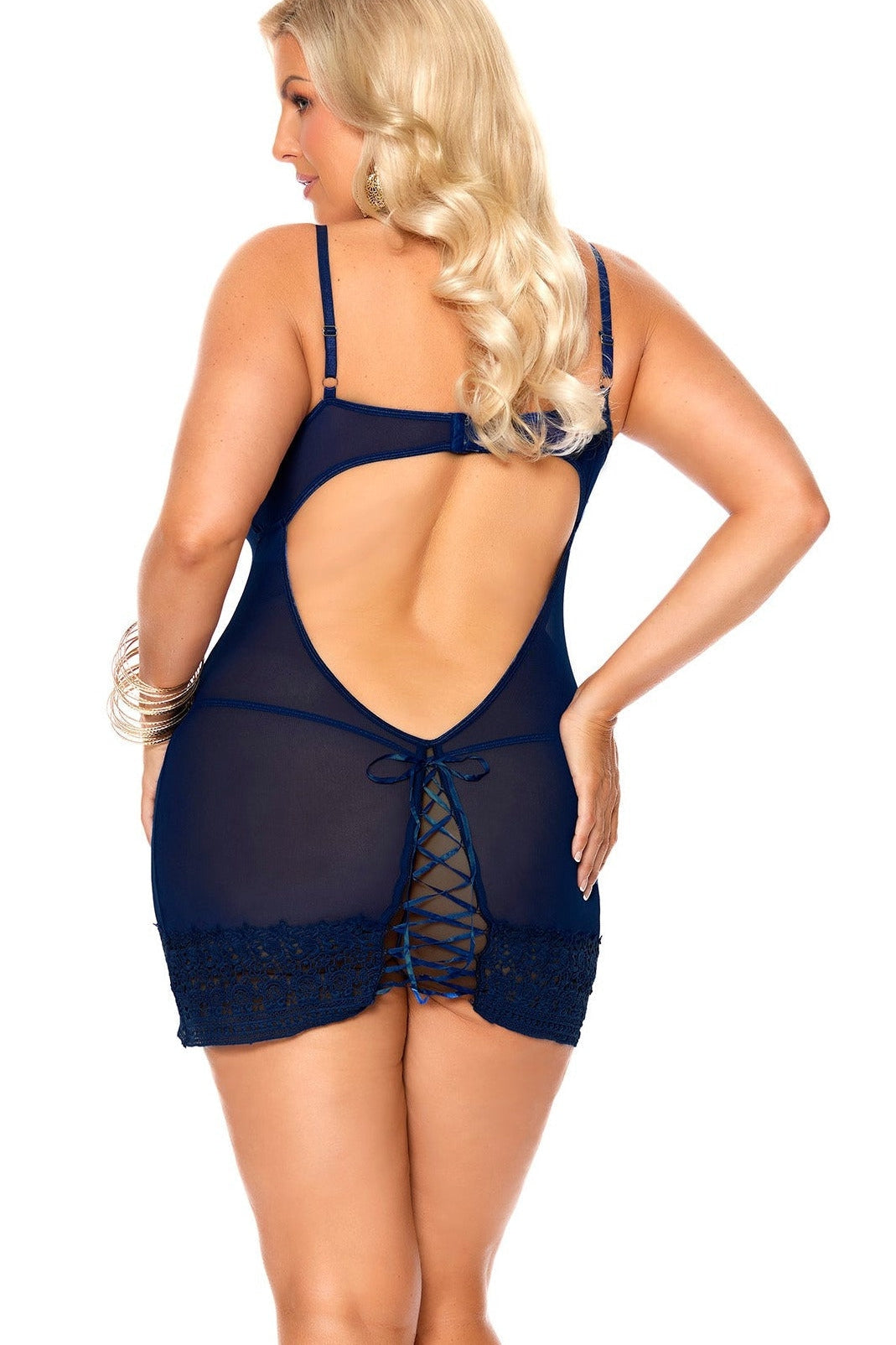 Plus Size Crochet Lace Babydoll With Underwire Demi Cups – Lady
