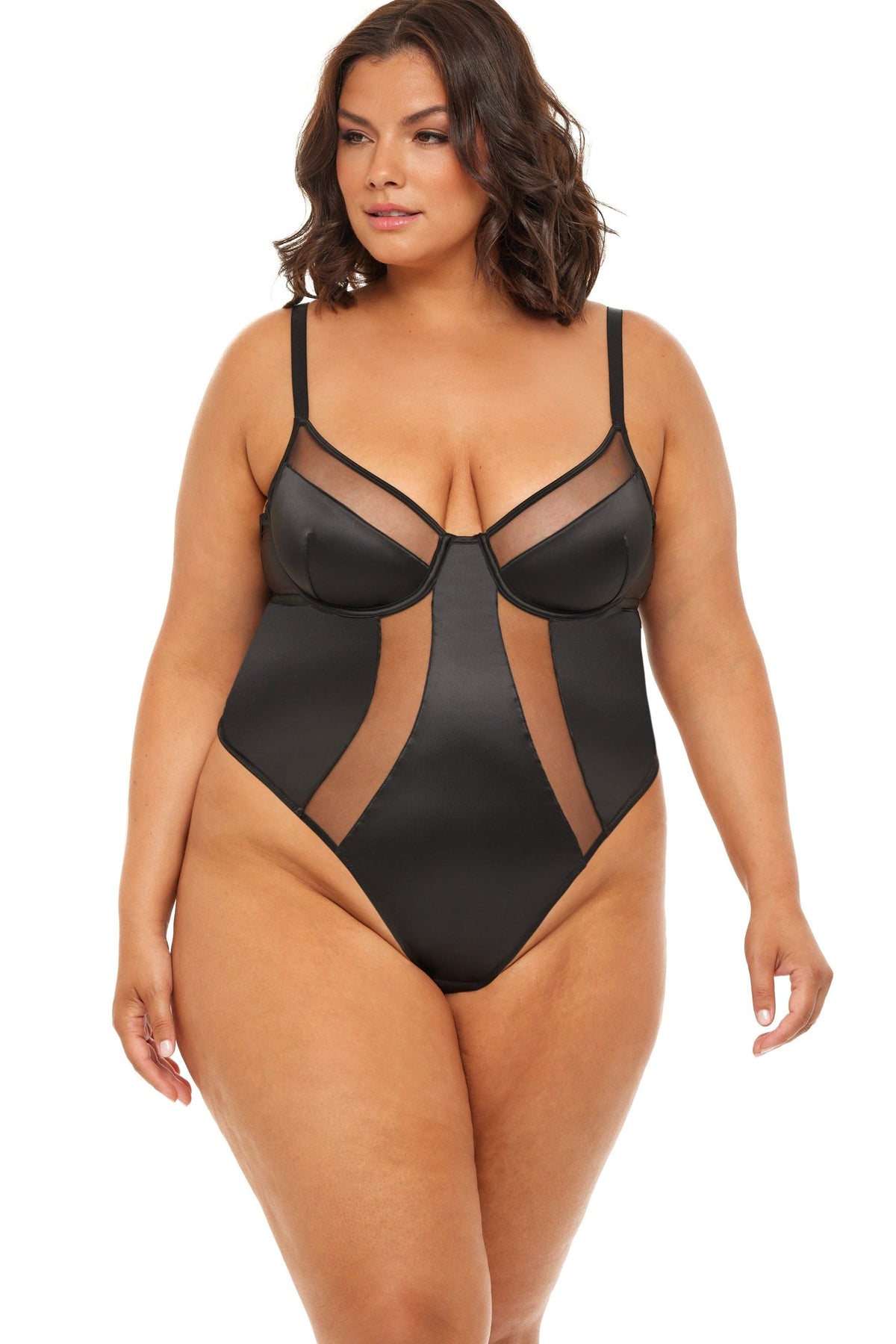 Plus Size Underwire Teddy With Sheer & Satin Illusion Detail – Lady  Occasions