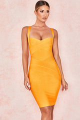 Glamorous Sleeveless Bodycon Bandage Mini Dress - Yellow