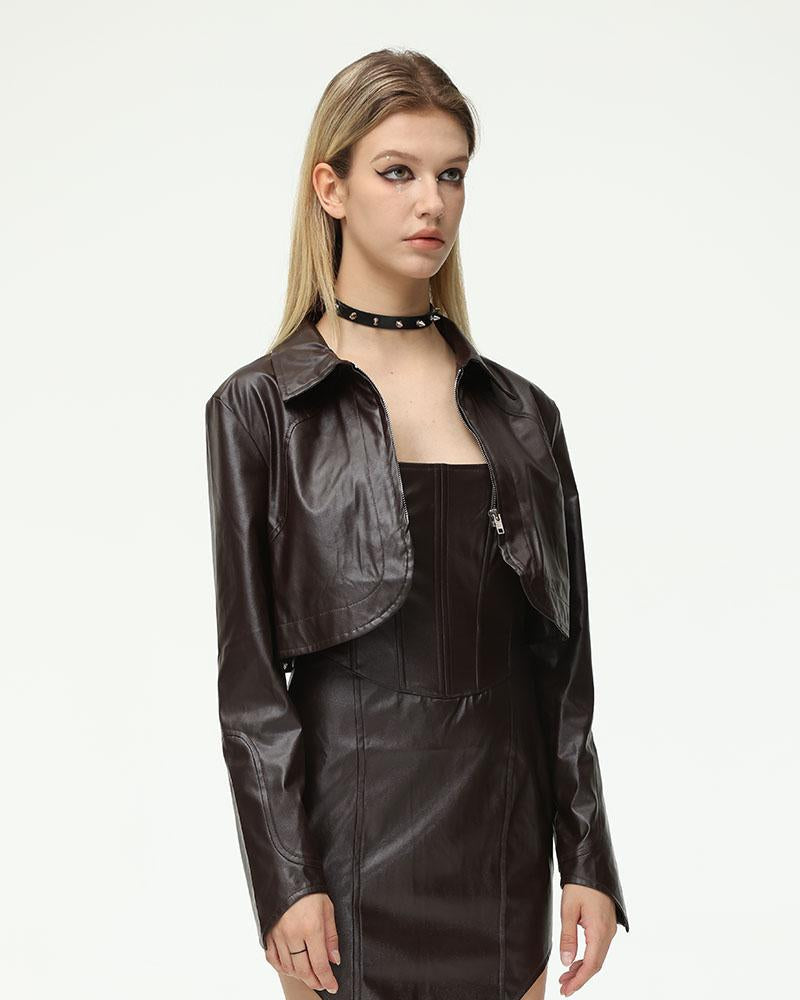 Equestrianess Pleather Cropped Jacket