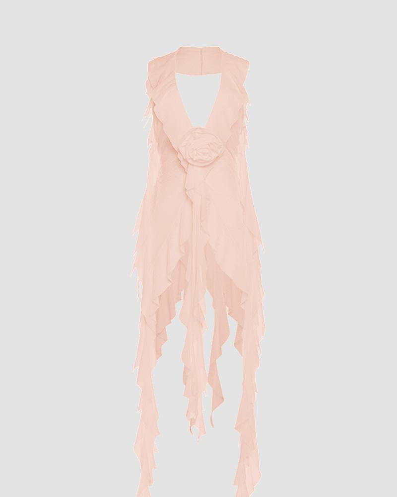 Ethereal Ruffle Tie Cover Up