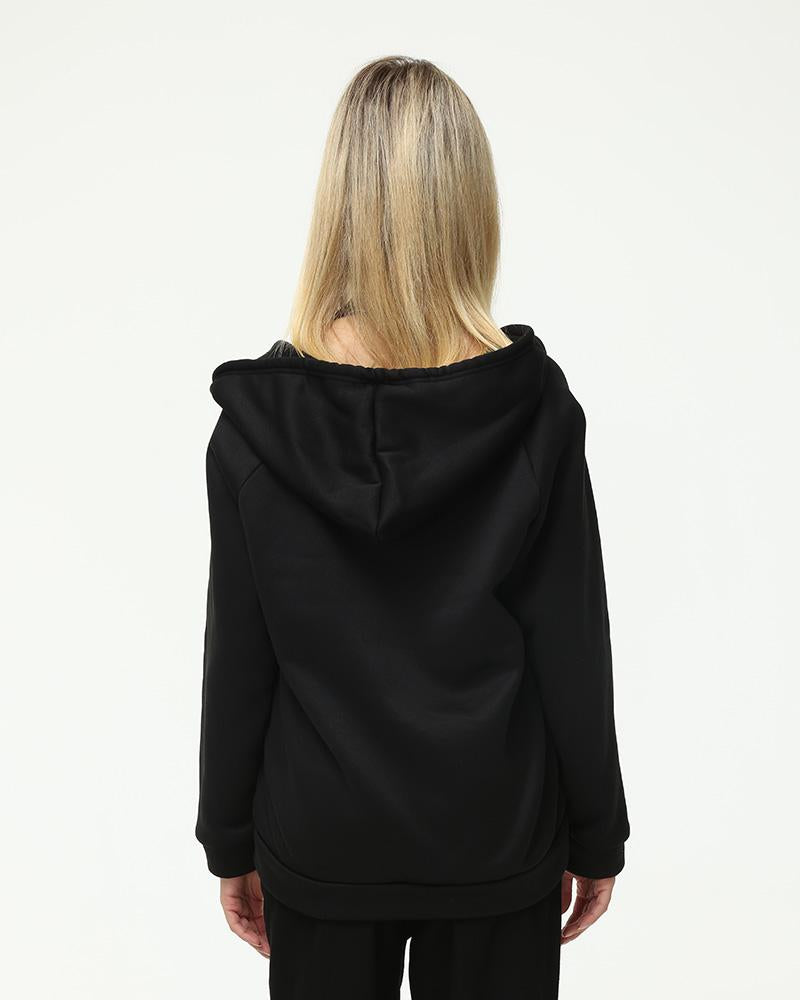 Embellished Web Oversized Zip Hoodie