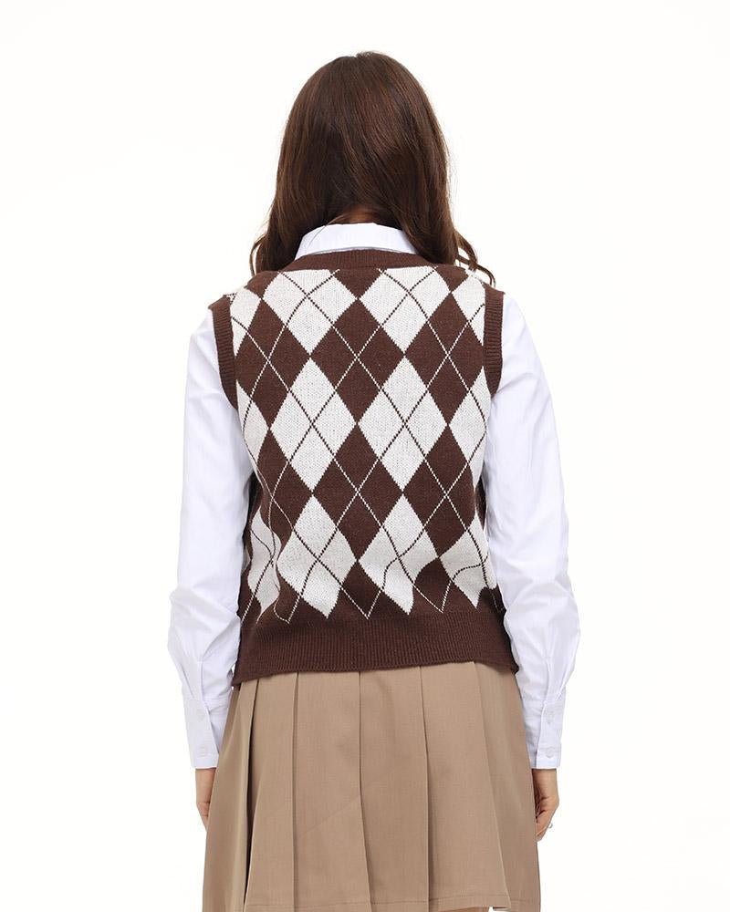 Esthea Argyle Sweater Vest