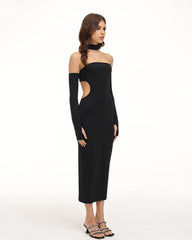 Eventide Horizon Tube Halter Dress with Gloves