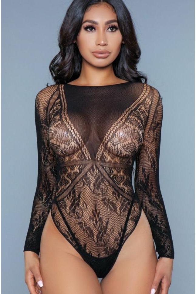 Long Sleeve Floral Lace Bodysuit