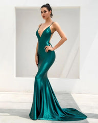 Aquamarine Mermaid Shimmer V-Neck Dress