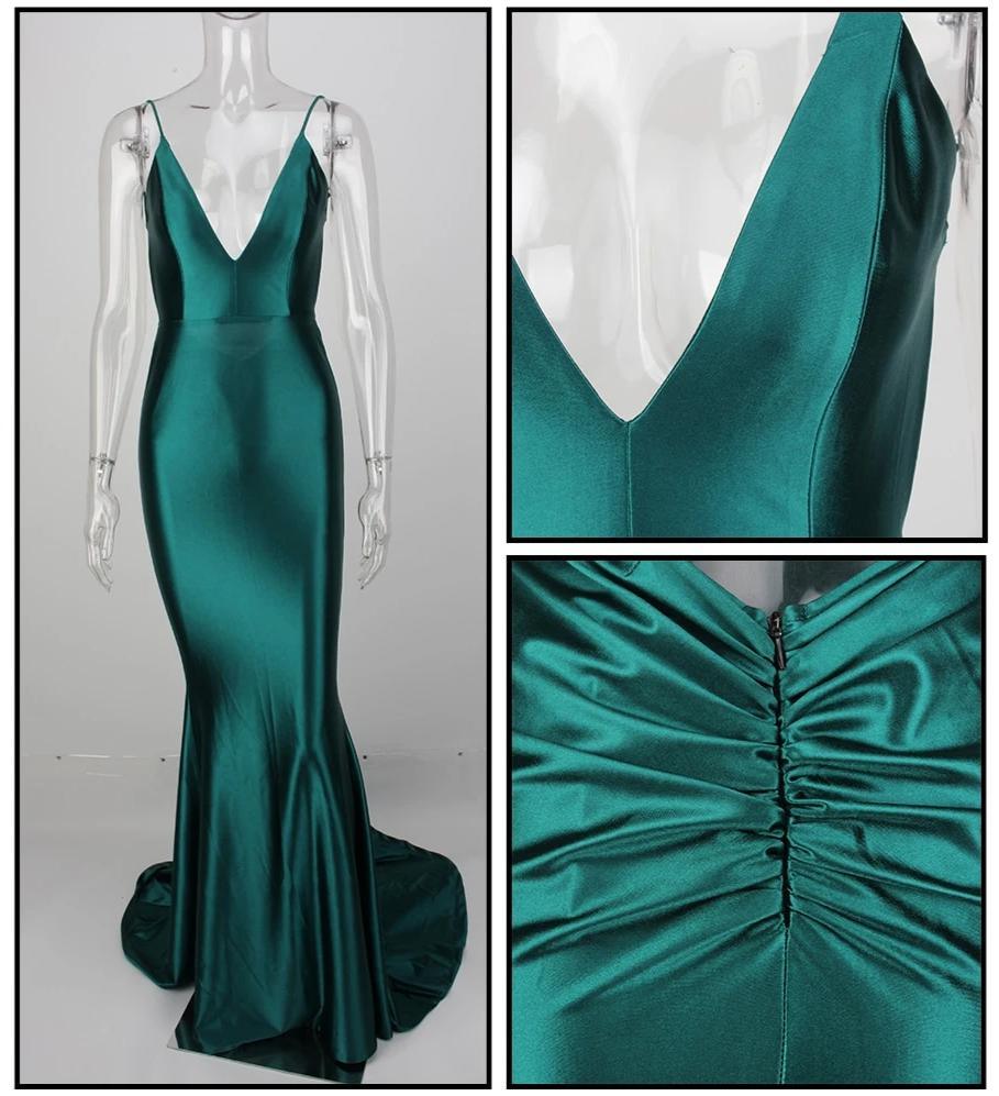 Aquamarine Mermaid Shimmer V-Neck Dress