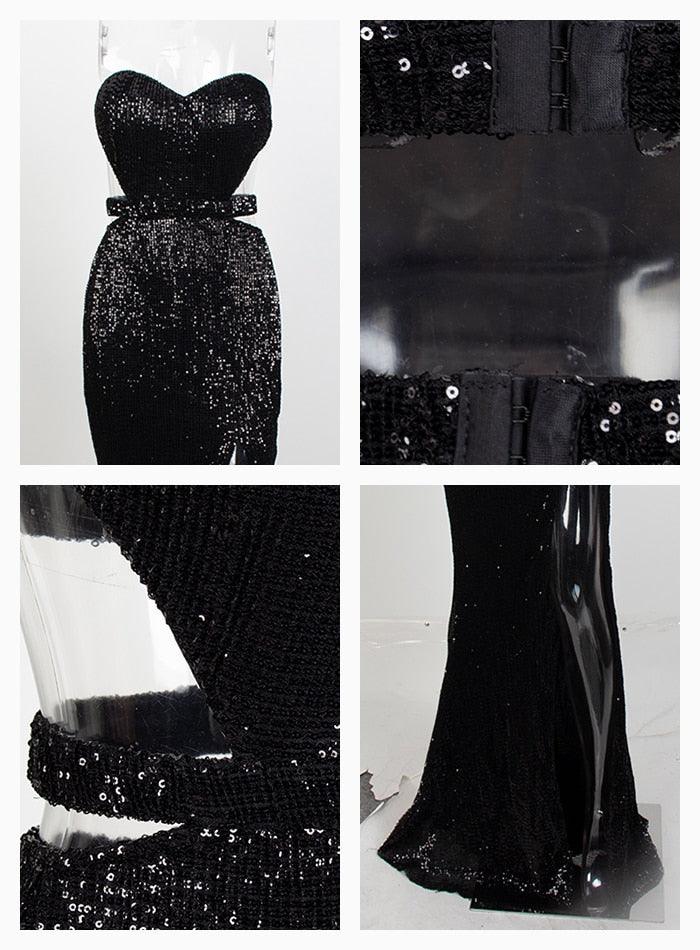 Black Sequin Heart Top Dress