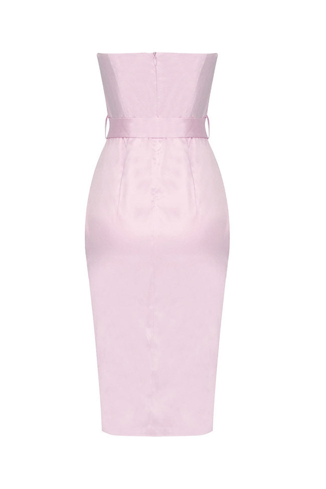 Rhinestone Sweetheart Strapless Satin Mini Cocktail Party Dress - Pink