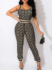 Check Print Sling Slim Jumpsuit