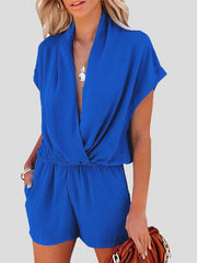 Deep V-Neck Cross Pocket Casual Jumpsuit