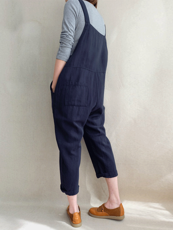 Fashion Pocket Suspenders Jumpsuit